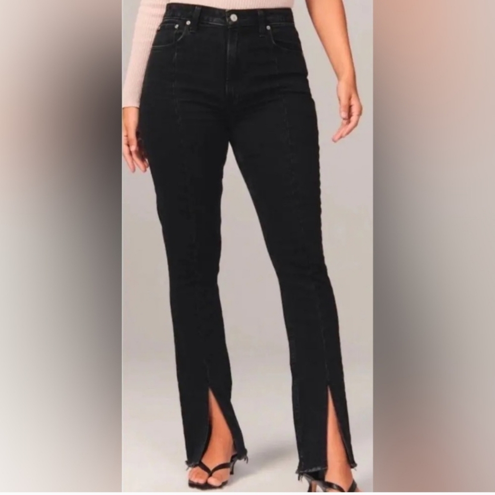 Abercrombie & Fitch Black Split Hem Skinny High Rise Jeans Curve Love 28/6